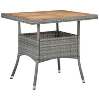 VidaXL Garten-Esstisch Grau Poly Rattan und Massivholz Akazie