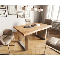 DeLife Esstisch Edge 140x90 XL Akazie Natur Edelstahl Schmal
