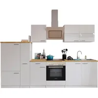 Respekta Küchenzeile Economy 300 cm Weiß/Nussbaum