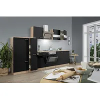 Respekta Economy Küchenzeile KB300ESSS 300 cm Schwarz-Eiche Sägerau