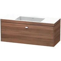 Duravit Brioso c-bonded mit Unterbau wandhängend 120,0x48,0 cm, chrom/Nussbaum