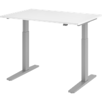 Hammerbacher Schreibtisch XMKA-Serie 120 cm weiß / silber