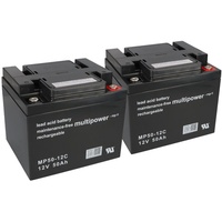 Multipower Blei Akku 2x 12V 50Ah kompatibel 24V Rollstuhl