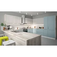 Extom Winkelküche U-Form 220 x 207 cm blau-weiß