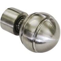 GARDINIA Kugel, 2 x Endstück, Metall, Edelstahl-Optik, für Gardinentechnik