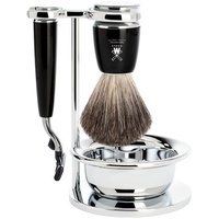 MÜHLE RYTMO 4-teiliges Rasierset Edelharz schwarz Gillette® Mach3® Herren