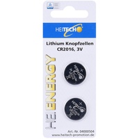 Heitech Lithium Knopfzellen, 2-er Pack, CR2016, 75 mAh, 3
