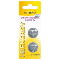 Heitech Lithium Knopfzellen, 2-er Pack, CR2032 210 mAh, 3