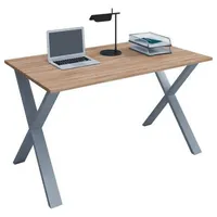 VCM my office Lona Schreibtisch sonoma-eiche rechteckig, X-Fuß-Gestell silber