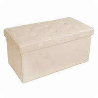 TecTake Sitzhocker aus Kunstleder mit Stauraum (1 St), beige