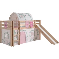 Vipack Hochbett Pino mit Rutsche Kiefer massiv mit Textilset