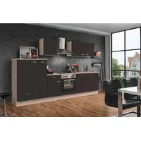 Menke Einbauküche, Küchenzeile/Küchenblock Classic 310 cm Lava Melamin-Sonoma Eiche