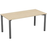 Geramöbel Flex Schreibtisch ahorn, anthrazit rechteckig, 4-Fuß-Gestell grau 160,0