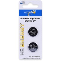 Heitech Lithium Knopfzellen, 2-er Pack, CR2025, 150 mAh, 3