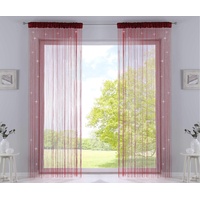 Gardinenbox 2er Set Fadengardine, HxB 250x140 cm, Rot Lurex