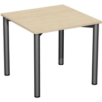 Geramöbel Flex Schreibtisch ahorn, anthrazit quadratisch, 4-Fuß-Gestell grau 80,0