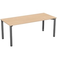 Geramöbel Flex Schreibtisch buche, anthrazit rechteckig, 4-Fuß-Gestell grau 180,0