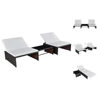 VidaXL Sonnenliegen 2 Stk. mit Tisch Poly Rattan Braun