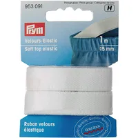 Prym Velour-Elastic 15 mm weiß, 51% PES 33% ED