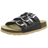 Superfit Mädchen FUSSBETTPANTOFFEL Hausschuhe, SCHWARZ/SILBER 0100