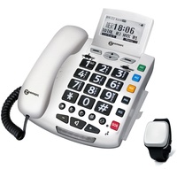 Geemarc Pack SERENTIES Schnurgebundenes Seniorentelefon Fallband-Sensor Beleuchtetes Display Weiß