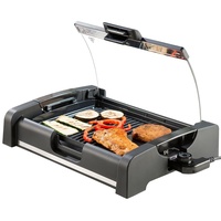 Rosenstein & Söhne Tischgrill mit Glasdeckel, Keramik-beschichtete Grillplatte, 1.650