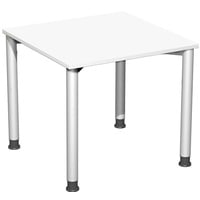 Geramöbel Flex höhenverstellbarer Schreibtisch weiß, silber rechteckig, 4-Fuß-Gestell silber