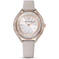 Swarovski Crystalline Aura Uhr, Lederarmband, Grau, Roségold-Legierungsschicht PVD-Finish