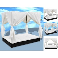 VidaXL Rattan-Sonnenliege 197 x 140 x 180 cm schwarz/cremeweiß