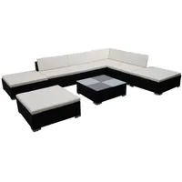 VidaXL Polyrattan Lounge-Set mit Auflagen 8-tlg. schwarz 41259