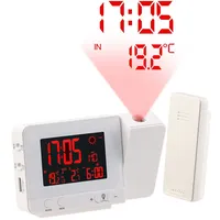 Infactory Funk-Wetterstation mit Projektions-Wecker, Außensensor und USB, weiß