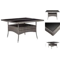 VidaXL Garten-Esstisch Grau Poly Rattan und Glas