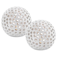 Lunartec Kabellose LED-Dekoleuchten aus Keramik im 2er-Set