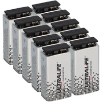 Ultralife 10x Ultralife U9VL-J-P - 9V Block Power Cell