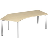 Geramöbel Flex Schreibtisch ahorn, silber L-Form, 5-Fuß-Gestell silber 216,6