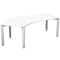Geramöbel Flex Schreibtisch weiß, silber L-Form, 5-Fuß-Gestell silber 216,6