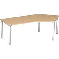 Geramöbel Flex Schreibtisch buche, silber L-Form, 5-Fuß-Gestell silber 216,6