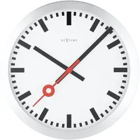 Nextime 3998ST Wanduhr Tischuhr Bahnhofsuhr STATION, lautlos, rund, Weiß,