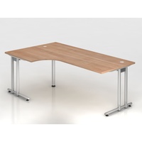 Hammerbacher Eckschreibtisch VNS82/N nussbaum nachbildun/silber