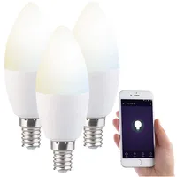 Luminea 3er-Set WLAN-LED-Lampen mit Sprachsteuerung, E14, CCT, F