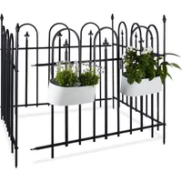 Relaxdays Gartenzaun Metall Goth schwarz 4er Set