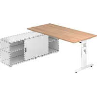 Hammerbacher Hammerbacher-Anbauschreibtisch T-Fuß 160x80cm Nussb./Weiß-VOSE16/N/W