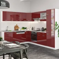 Vicco ECKKÜCHE WINKEL KÜCHE EINBAU ROT BORDEAUX HOCHGLANZ