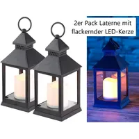 Lunartec Laterne mit flackernder LED-Kerze und Timer weiß