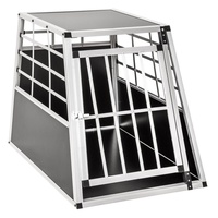 Tectake tectake® Hundetransportbox single, mit gerader Rückwand verschließbare Gittertür,