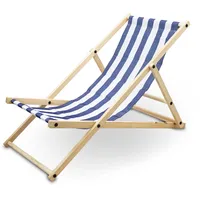 BITUXX Liegestuhl Sonnenliege Gartenliege Holzliege Strandliegestuhl Holz Klappbar (Blau/Weiß