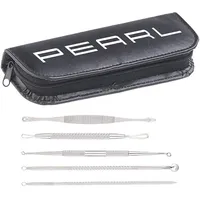 Pearl 5er-Set Mitesser-Entferner aus Edelstahl mit Aufbewahrungs-Tasche