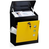 Relaxdays Briefkasten groß schwarz-gelb