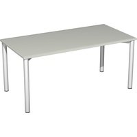 Geramöbel Flex Schreibtisch lichtgrau, silber rechteckig, 4-Fuß-Gestell silber 160,0