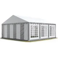TOOLPORT Partyzelt 3 x 6 m inkl. Seitenteile grau/weiß